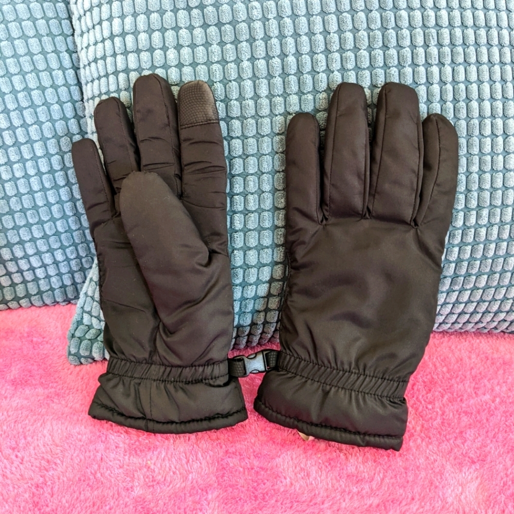 Eddie Bauer Down unisex GLOVES Black  quilted pattern S M L
